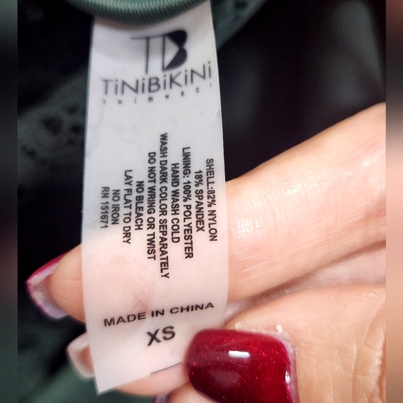 TiniBikini Olive Crochet Plunge One-Piece Swimsuit XS - Picture 8 of 8